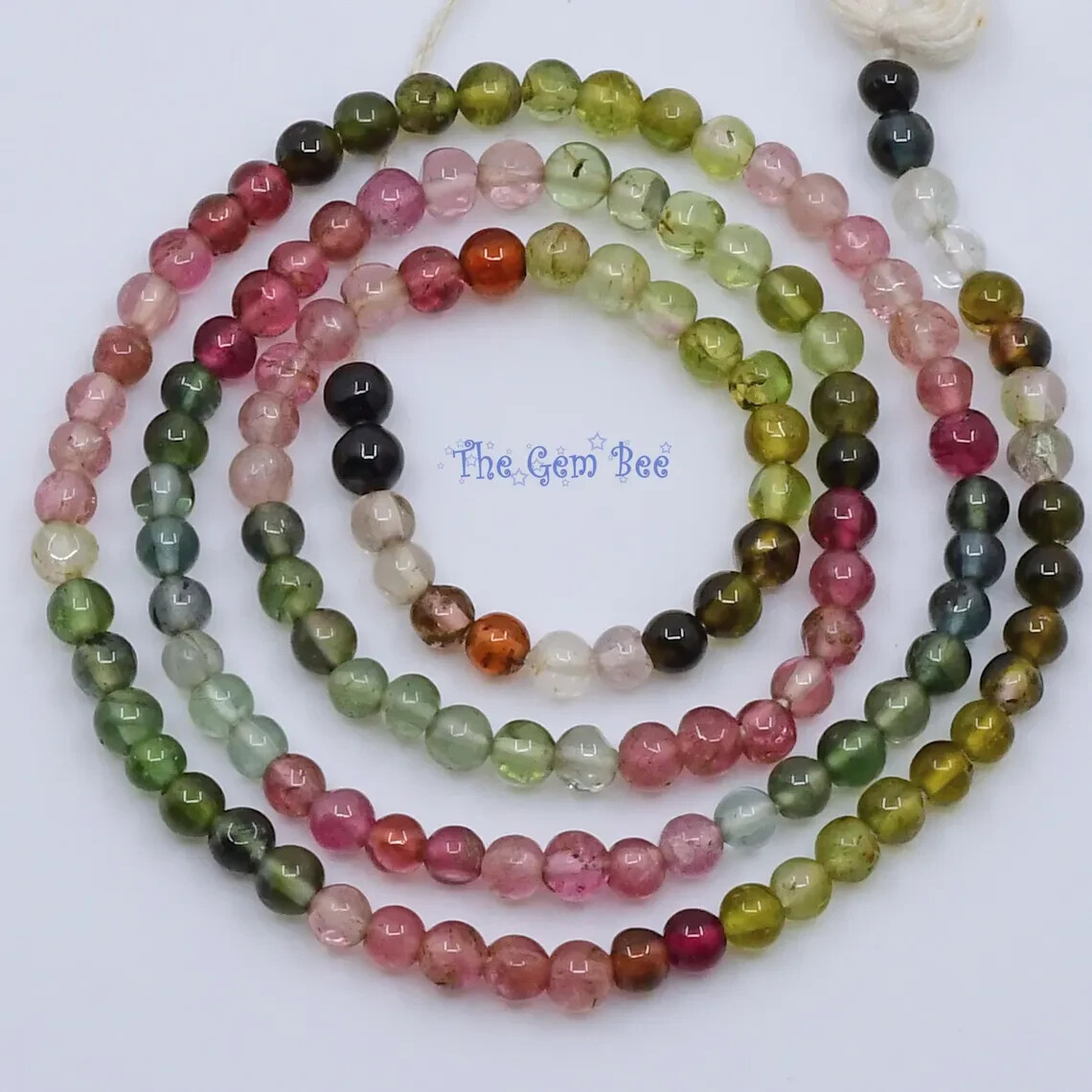 Old Stock 3mm Pink Green Blue Tourmaline Smooth Round Sphere Bead 14.5″ strand
