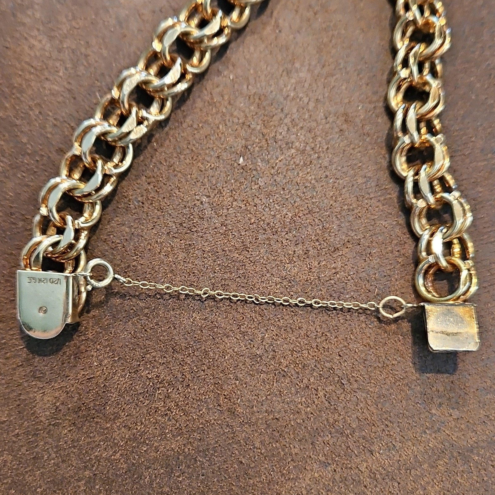 Vintage 12K Gold Filled Bismarck Double Link Bracelet 22.85g 7.5″ Heavy 1/20