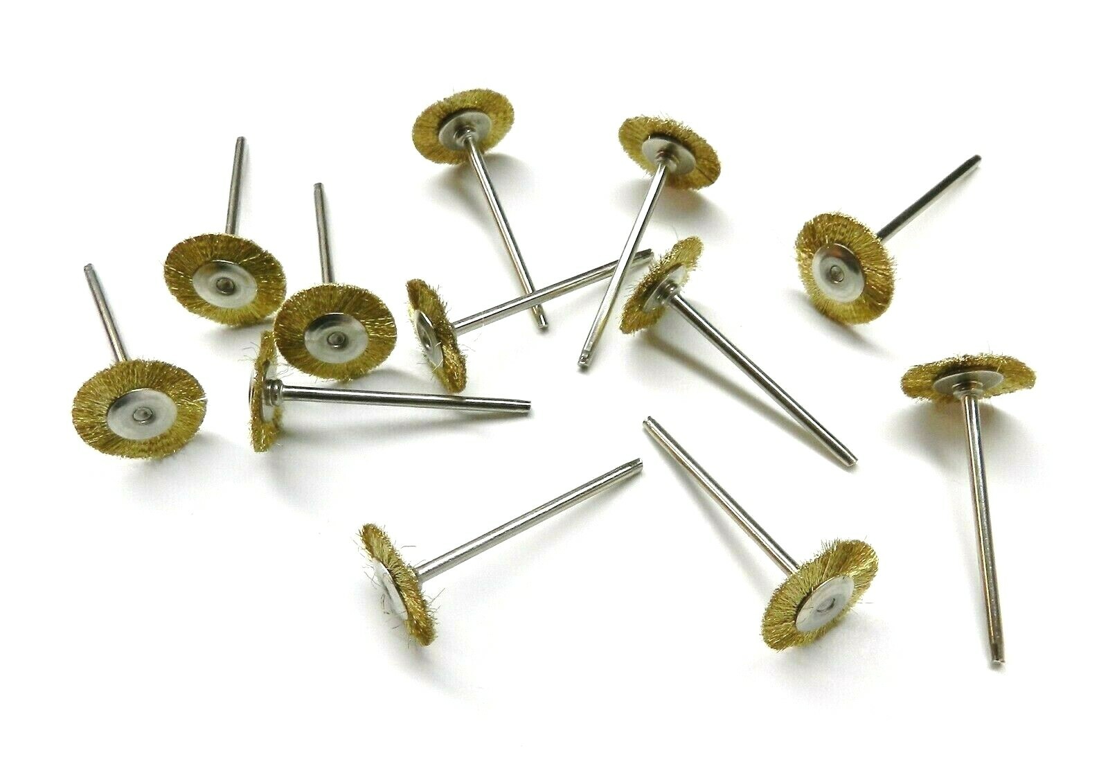 Crimped Brass Wire Wheel Brush Mounted 3/4″ Diameter on 3/32″ Shank 12 Pcs