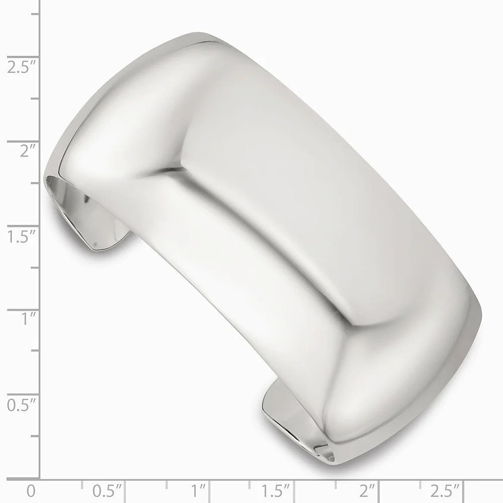 Sterling Silver Polished 30mm Domed Cuff Bangle