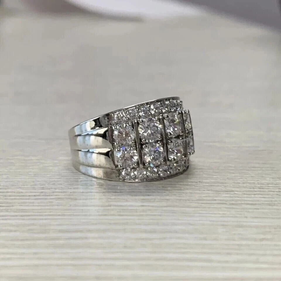 2.50 Ct Round Cut Lab Created Diamond Cluster Wedding Ring 14K White Gold Plated