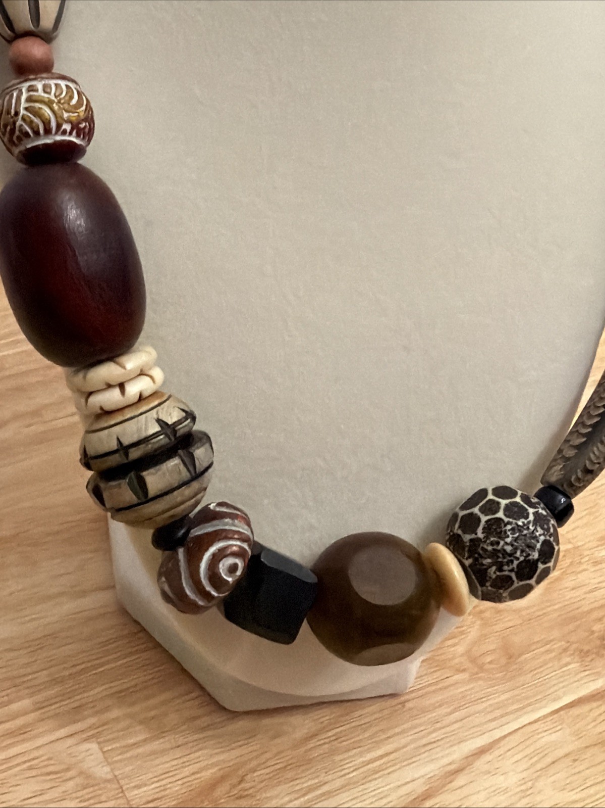 Necklace Indonesian Asymmetrical Assorted Wood Necklace