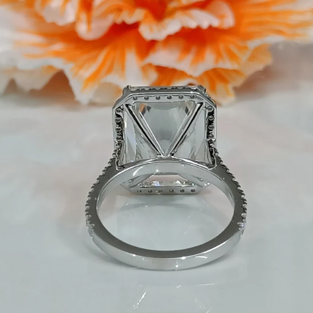 3.95 Ct Certified Radiant Cut Solitaire Off White Diamond 925 Silver Ring