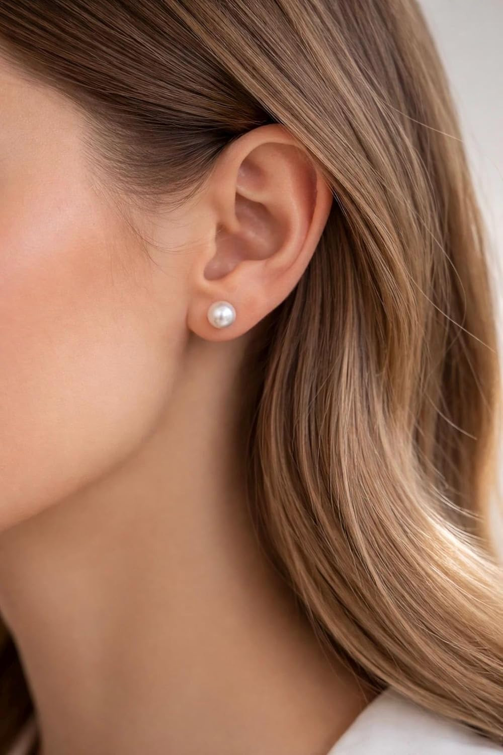 JINERA 5 Pairs Stud Earrings for Women 14K Plated Gold/Silver Pearl Ball Small S