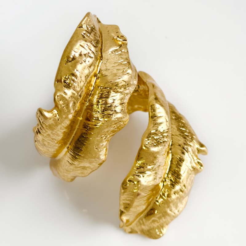 Zara Leaf Statement Bangle Cuff Retro Women Party Vacation Travel Jewelry Gift