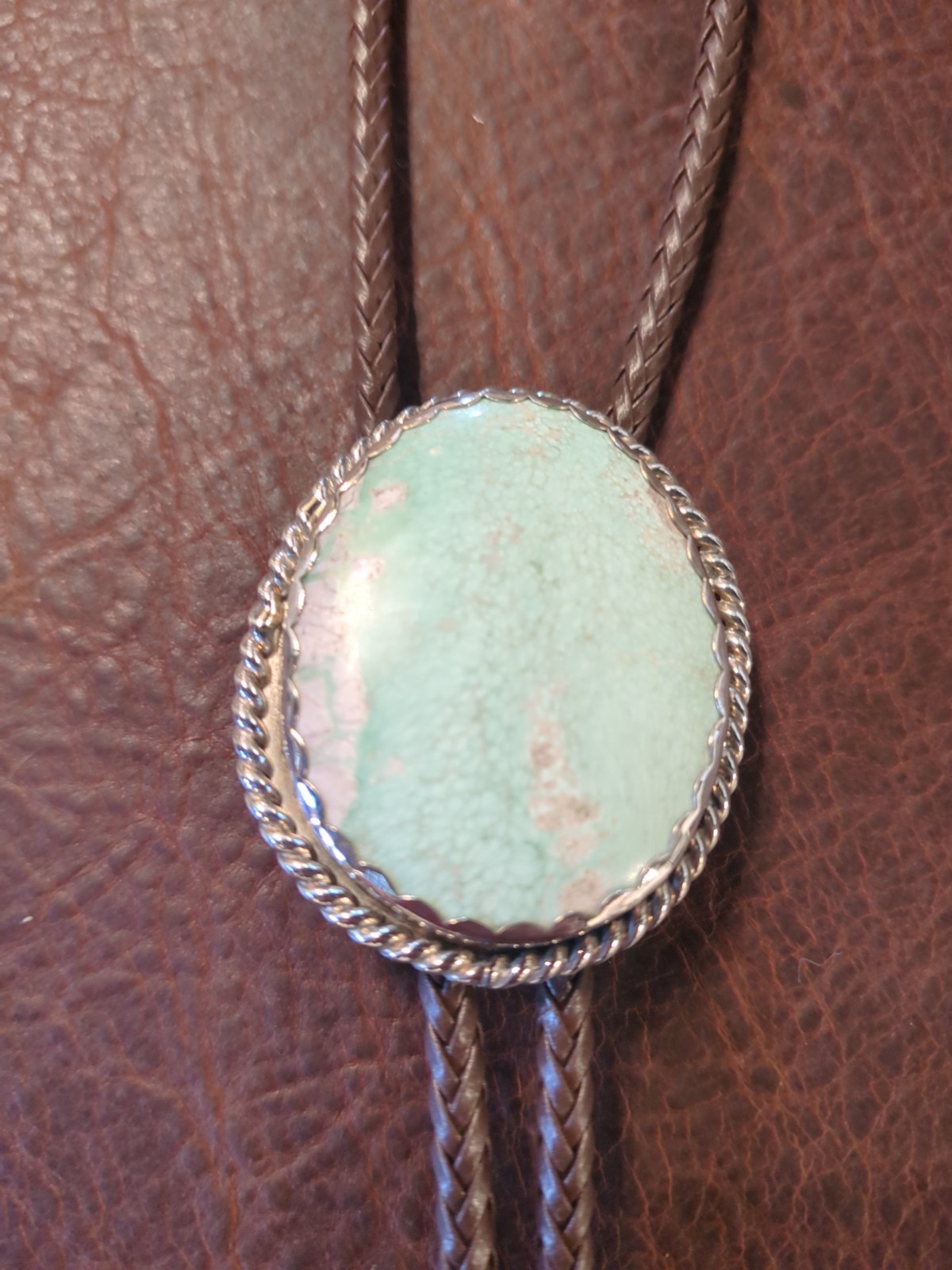 bolo tie silver handmade variscite