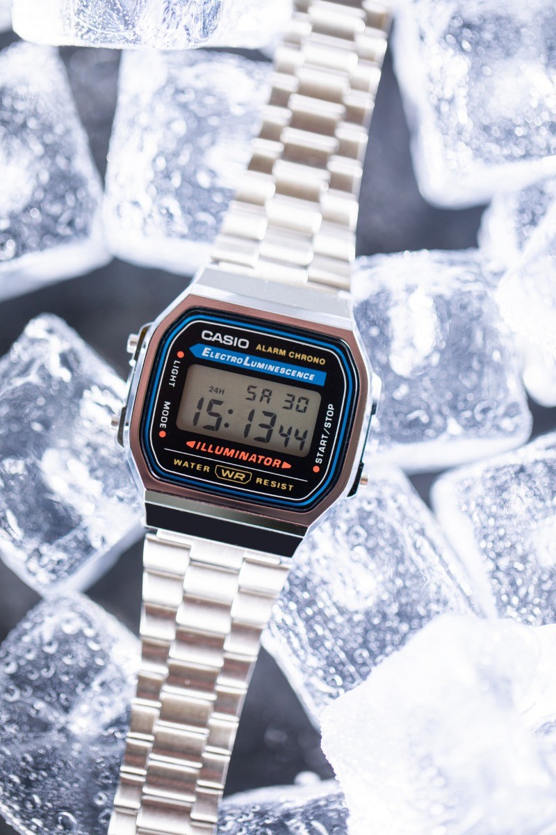 Casio Collection Mens Digital Watch with Black Dial and Silver Strap A168WA-1YES