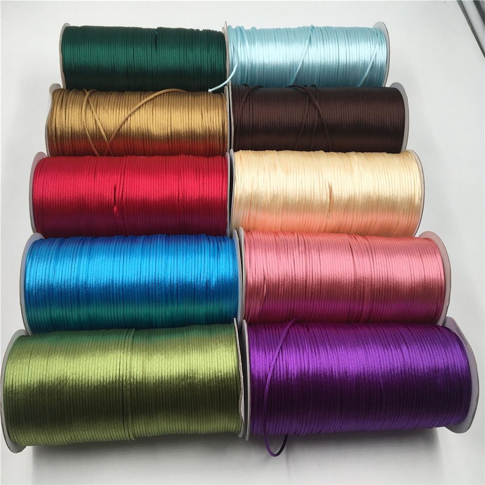 2mm Colorful Rattail Satin Cord Thread Chinese Knot Macrame Bracelet Braided Str
