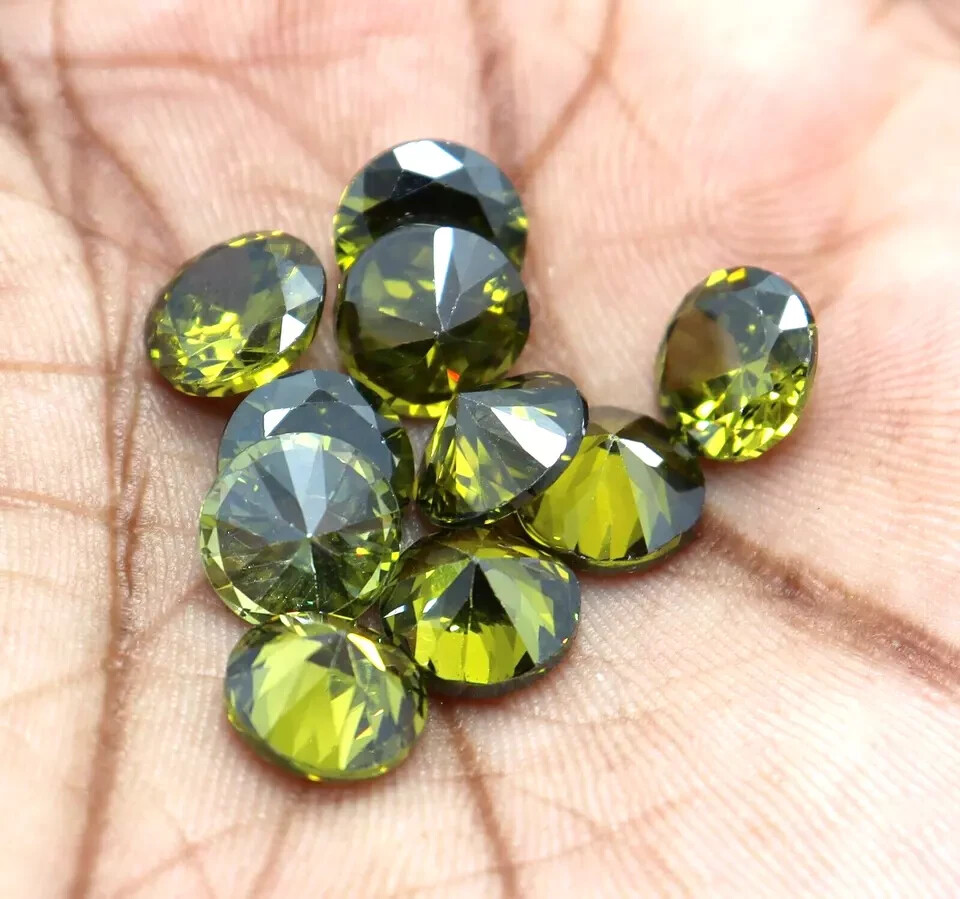 Certified Gemstone Lot Natural Green Zircon 6 mm Round Cut 33 Pcs Cambodian