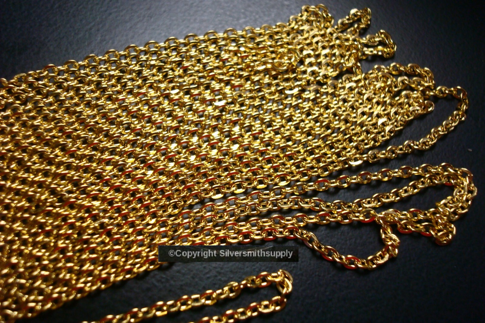 Jewelry chain FINE 12 ft 3x2mm Gold pl flat cable link chain 12 links in PCH064C