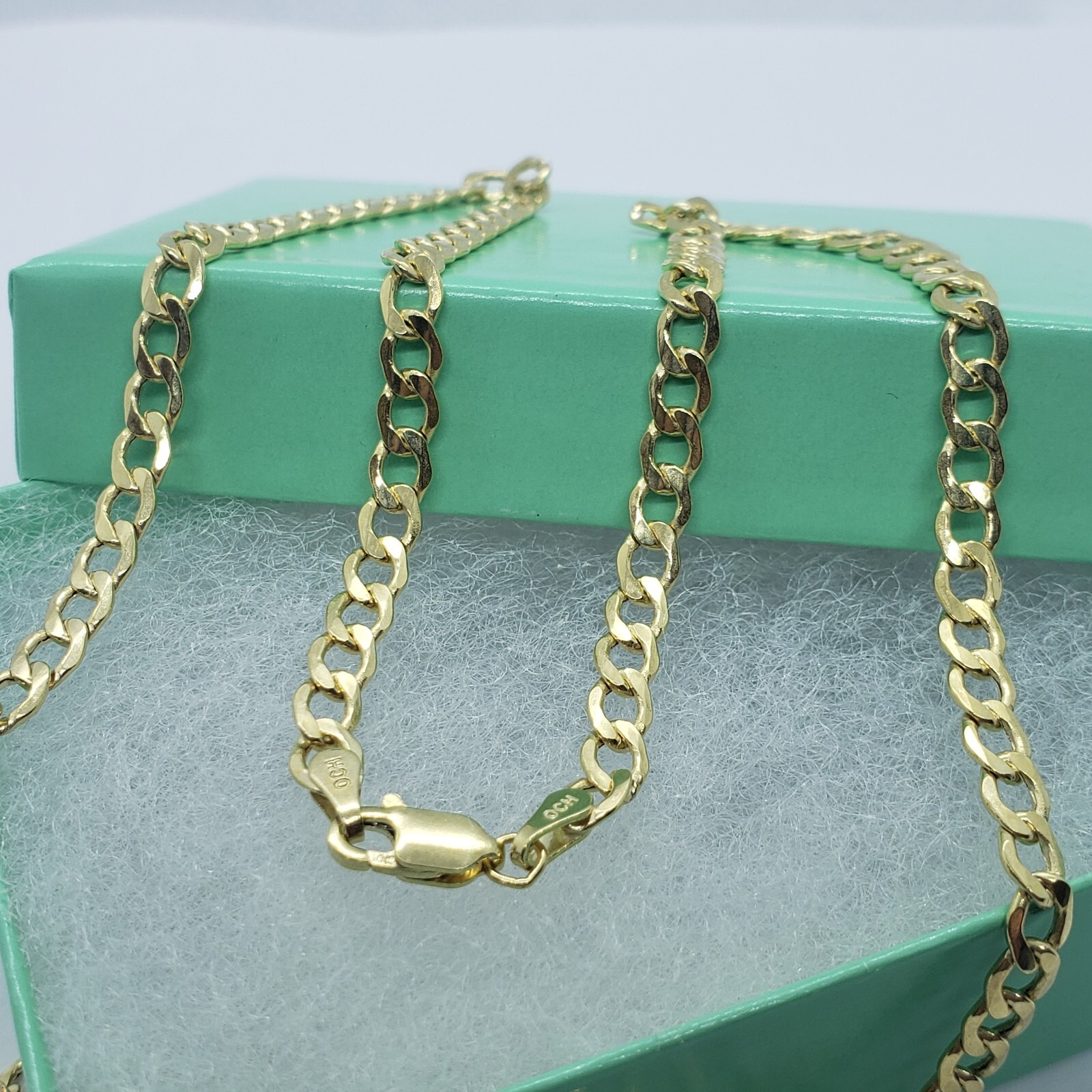 10K Yellow Gold Hollow Cuban Curb Chain Link Necklace Bracelet 2~7mm All Sizes