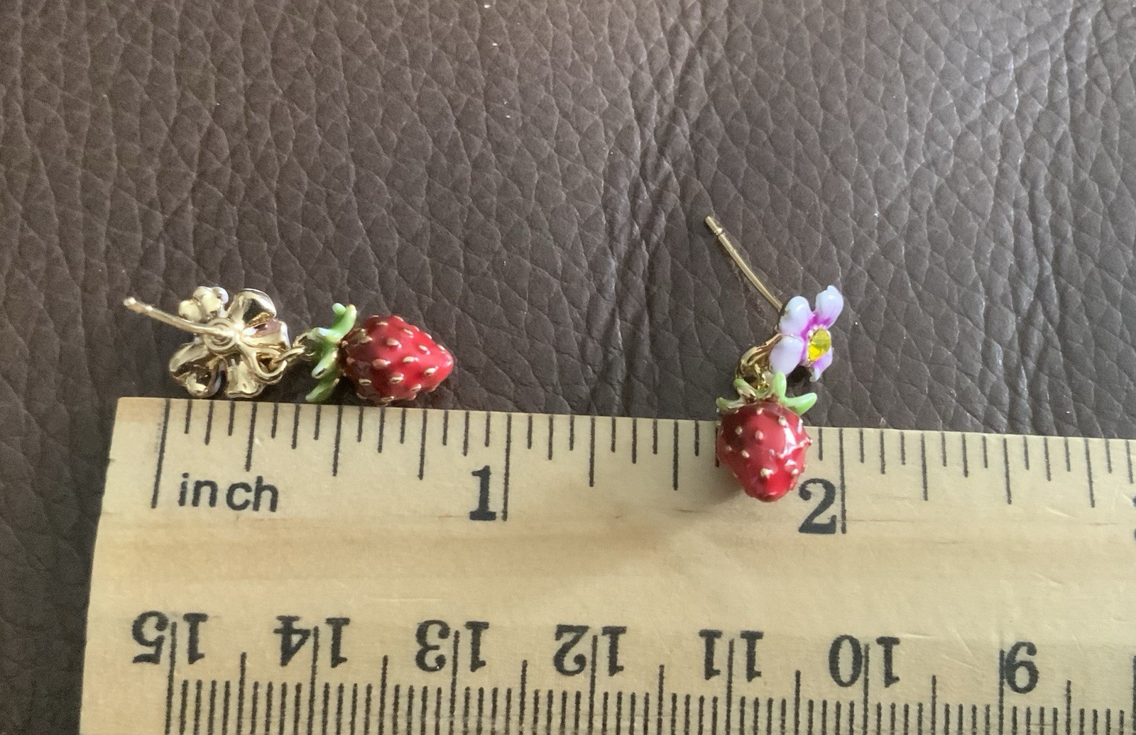 Strawberry Flower Earrings Enamel Stud Gold Blossom French Designer Kate Spade