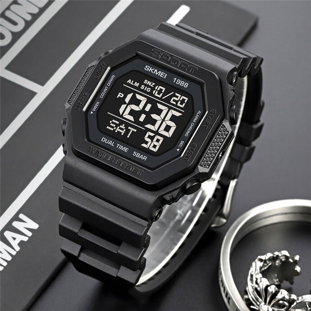 SKMEI Men Watch Rectangle Sport Watches Students Boy LED Date Digital Wristwatch