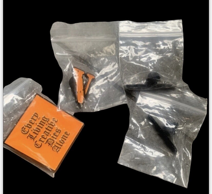 Vlone x NikeLab Air Force One AF1 NYC Orange & Black Logo Metal Pin Badge Set