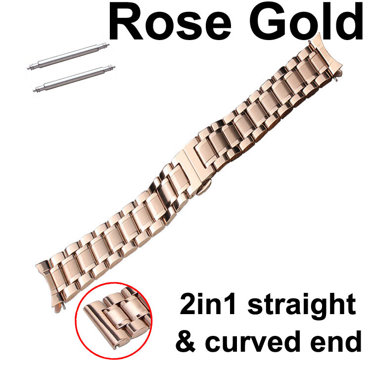12mm 15 16 17 18 19 20 21 22 23 24mm Curved End Watch Band Stainless Steel Strap