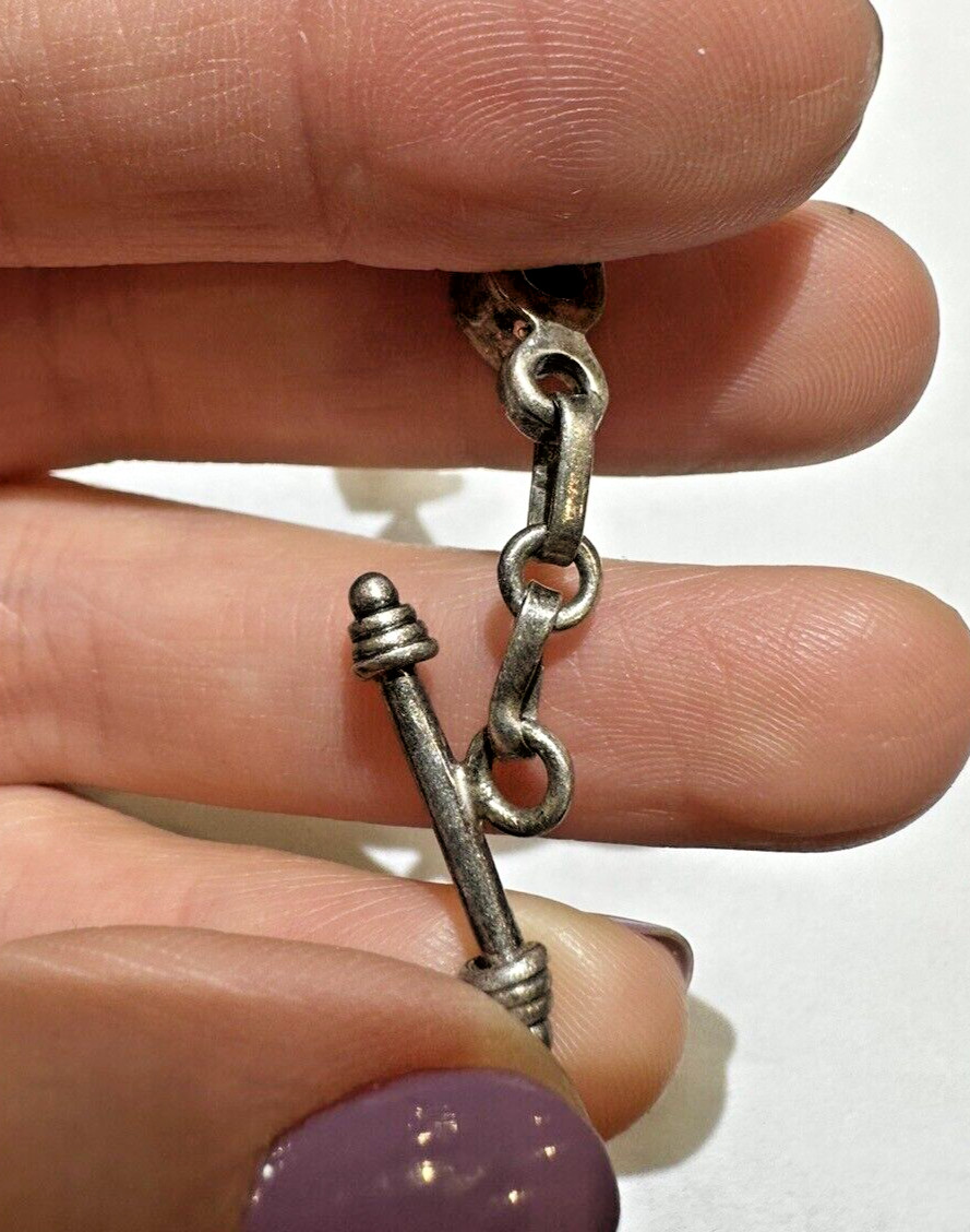 Vintage Silver Teardrop Smoky Quartz Citrine Black Onyx 8.5″ Bracelet DA5