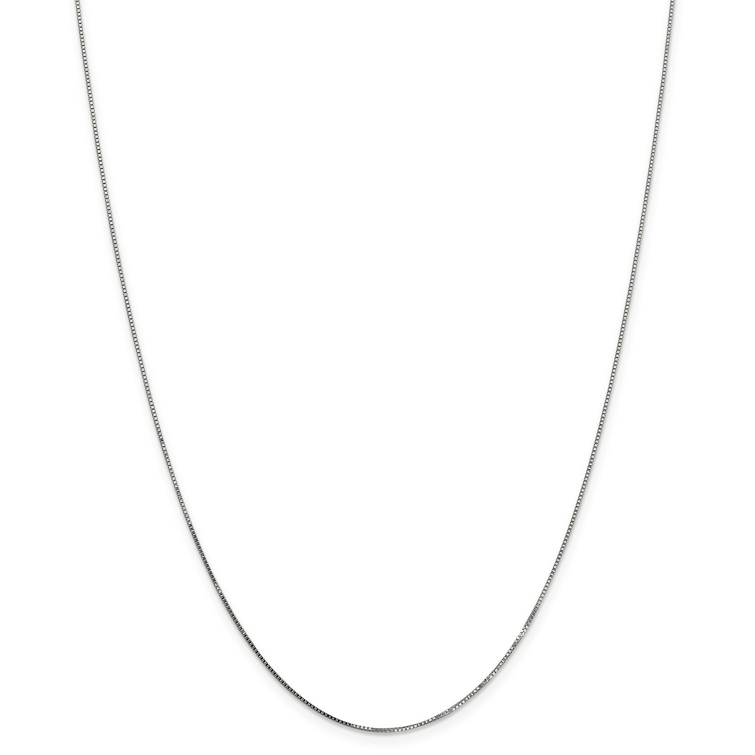 14k White Gold 0.70mm Solid Plain Box Link Chain w/ Spring Ring Clasp 14″ – 30″