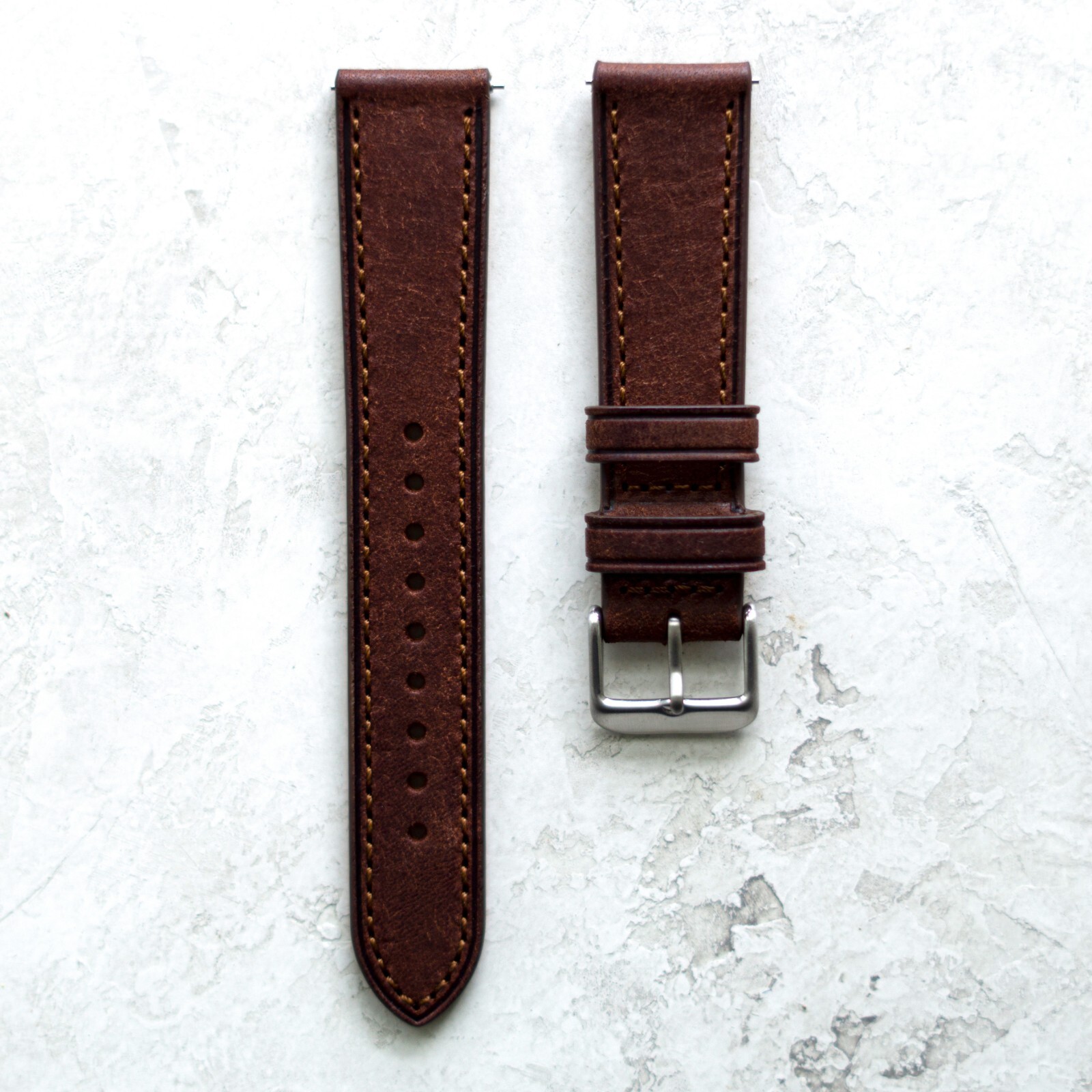 Italian Leather Watch Band – Full-Grain Leather – Dark Brown – 18, 20 or 22mm