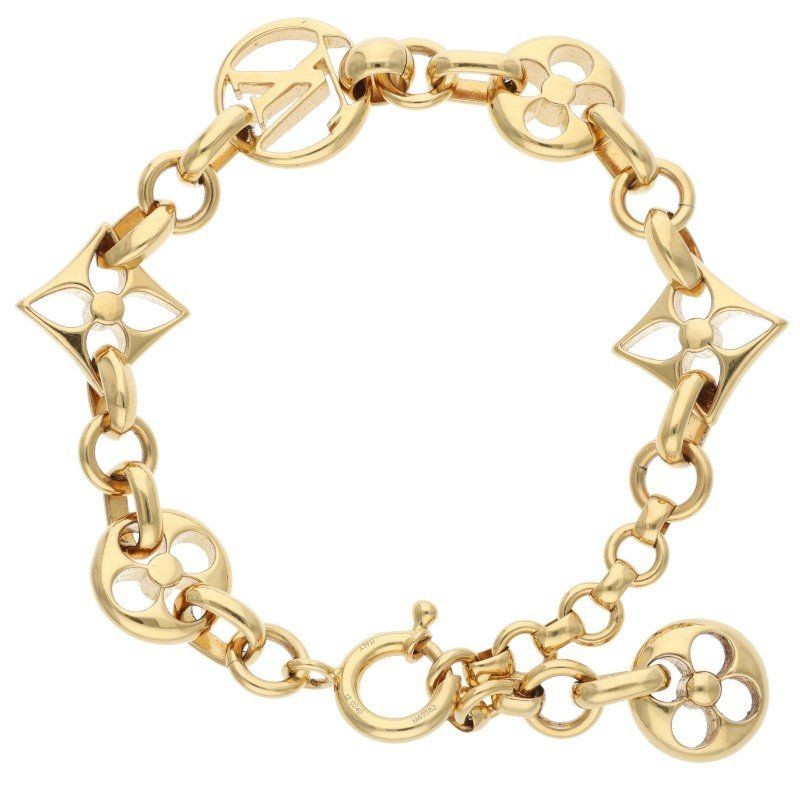 Louis Vuitton Authentic M69583 Crazy In Lock Gold Bracelet for Men length 25.5cm