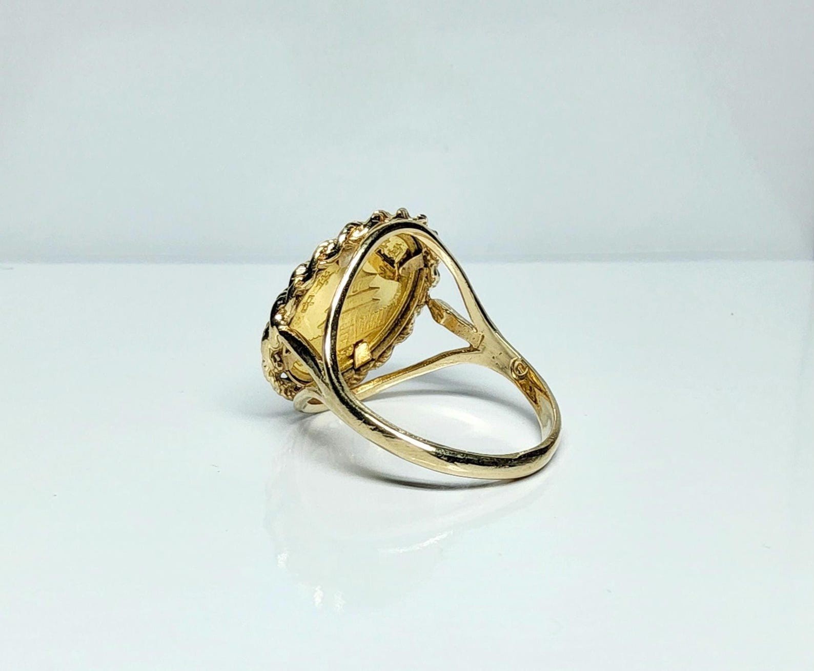1983 5 Yuan Chinese Panda Coin Ring 24k Yellow Gold Size 5.5