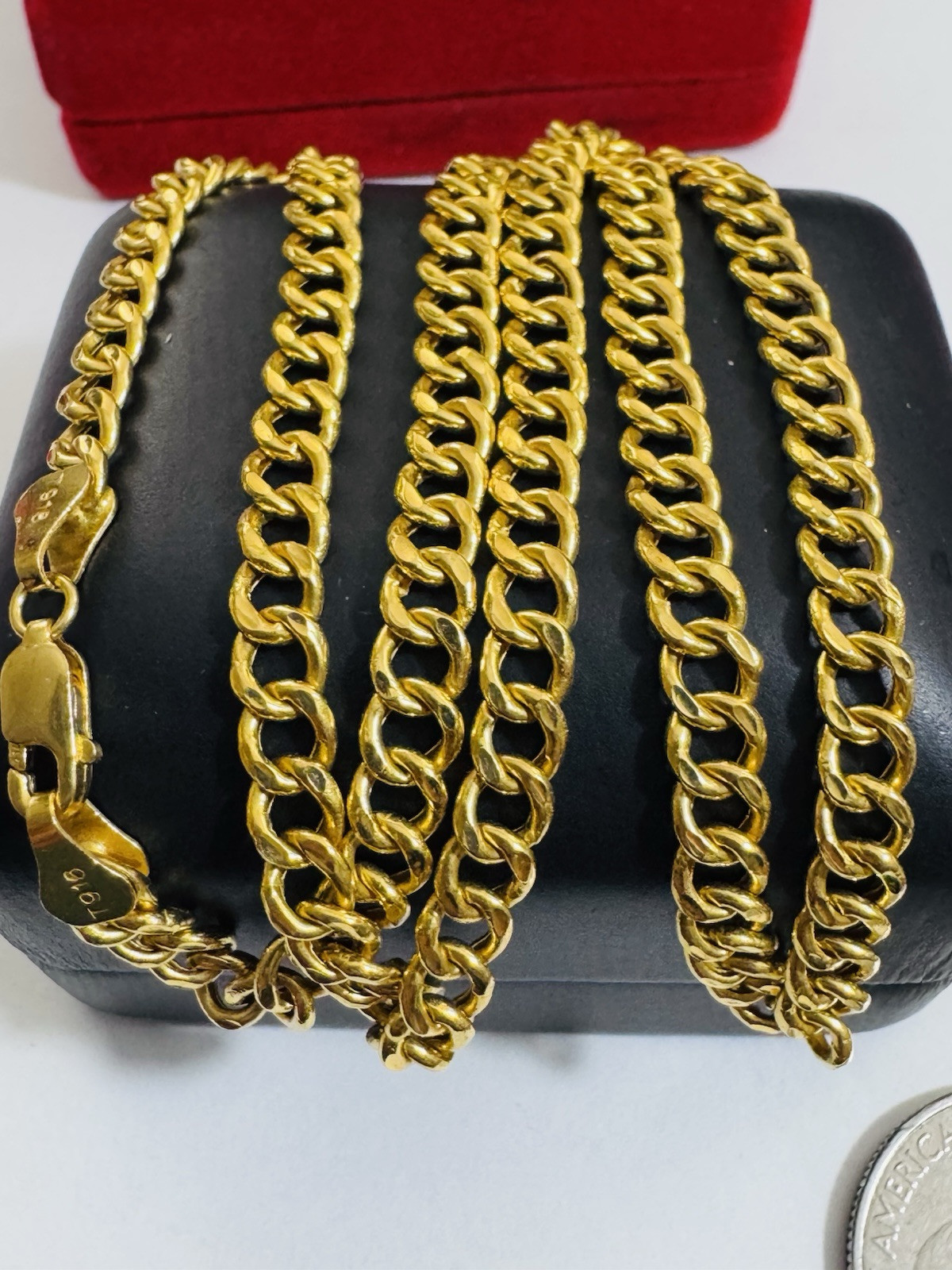 New 22K 916 Fine Real Gold 18”/18.5 inches Curb Necklace 11.9g 5mm Womens
