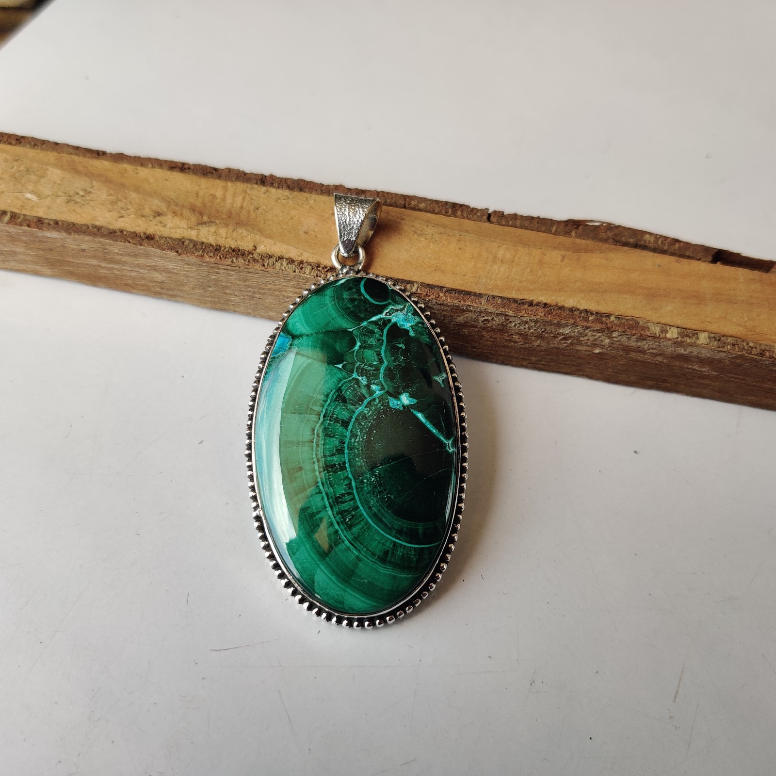 Azurite Malachite Gemstone Pendant 925 Sterling Silver Handmade Pendant BT866
