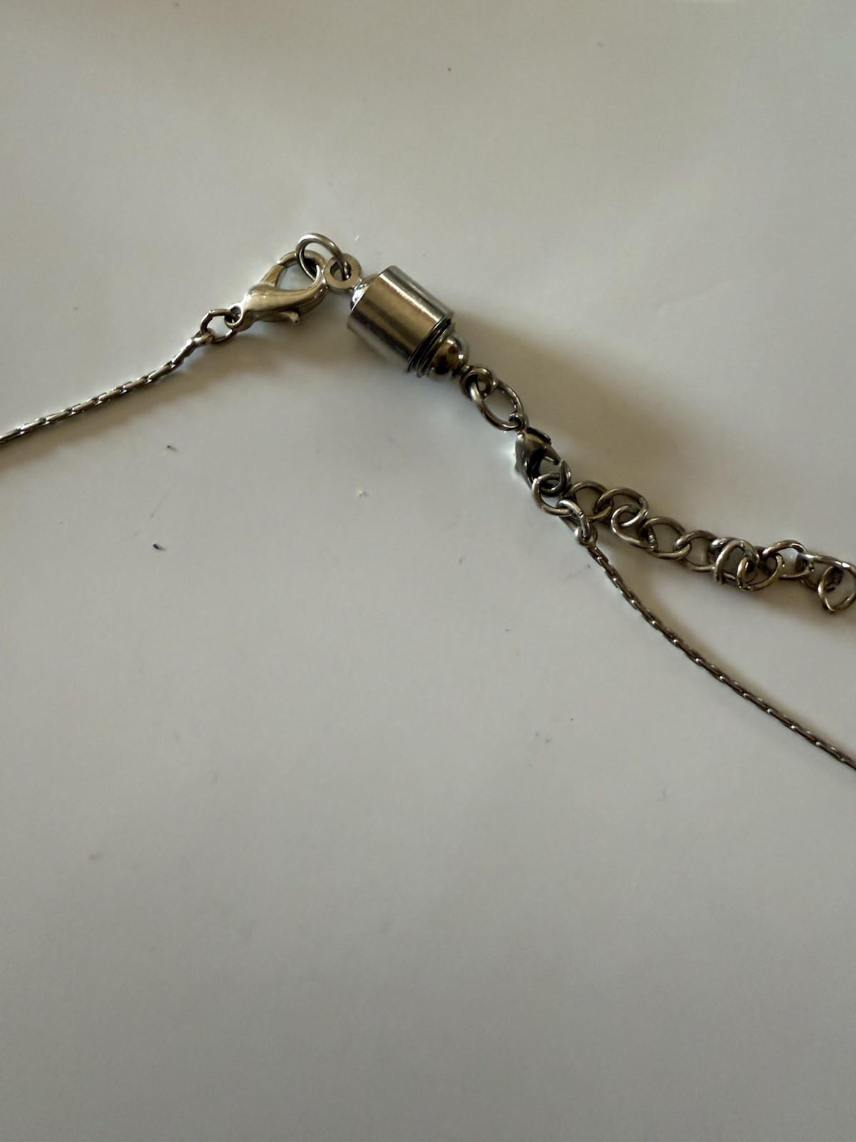 Silver-Tone Rope Chain Necklace, Black Round Crystal, Adjustable Lobster