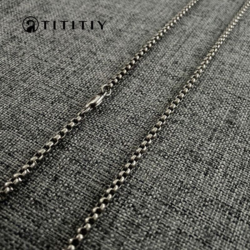 Pure Titanium Necklace with A Width 3mm Square Box Chain Anti Allergic Classics