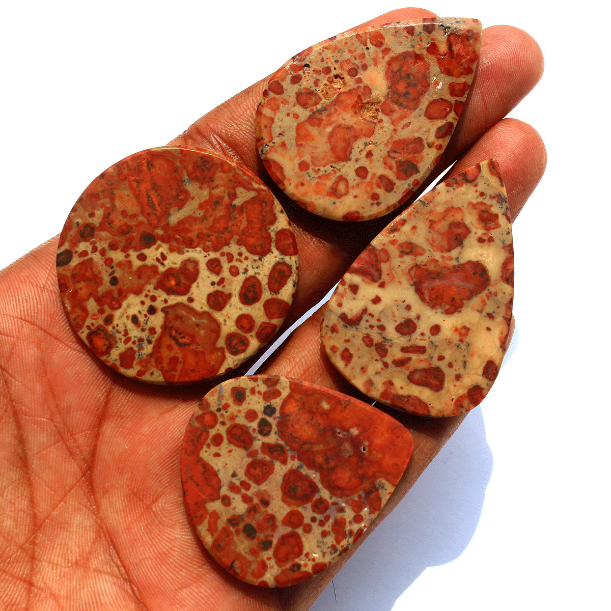 4 Pcs Natural Asteroid Jasper Untreated 41.7mm-48mm Cabochon Loose Gemstones Lot