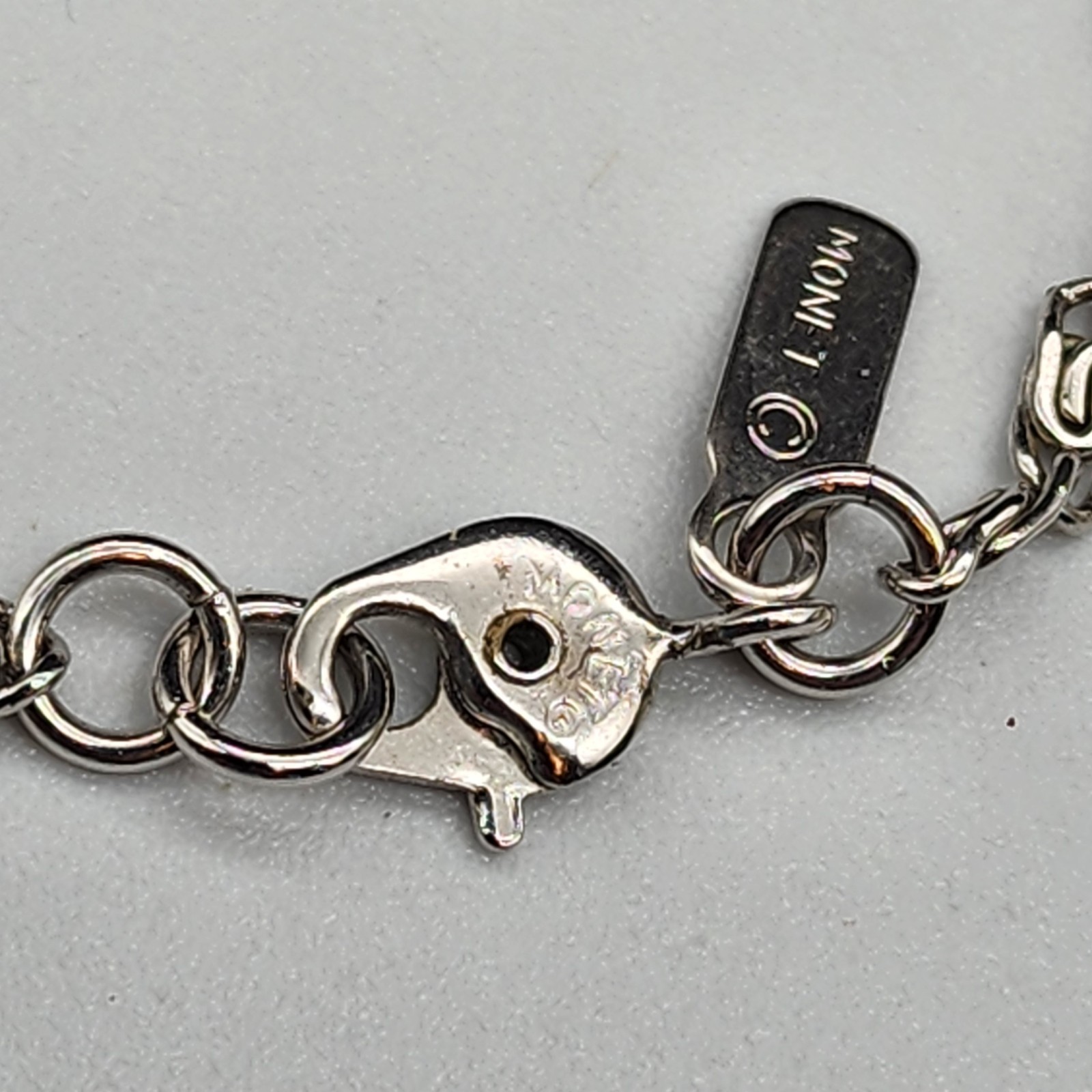 Vintage Monet Greek Key Link Chain Necklace Silver Tone Fancy Meander Link 56in