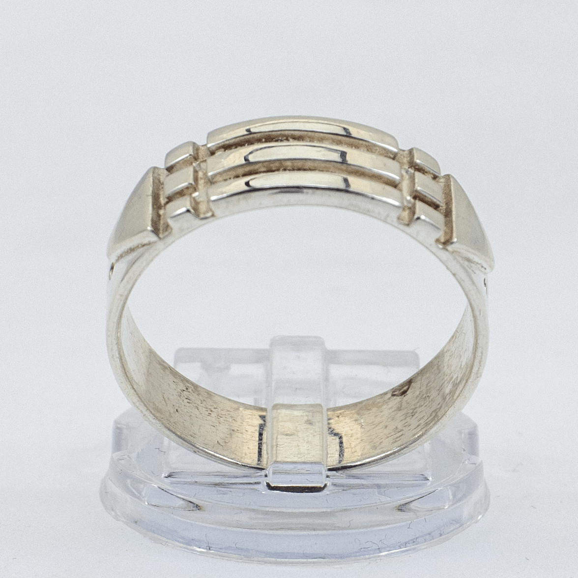 Silver ring with 3D grid for large sizes