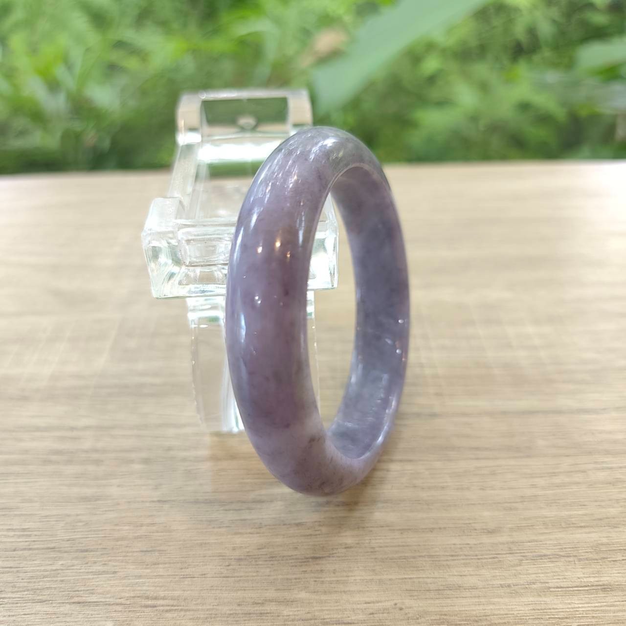 Authentic Natural Type A Burmese Jade Bangle: Purple Flat Belly Type Size 62 mm