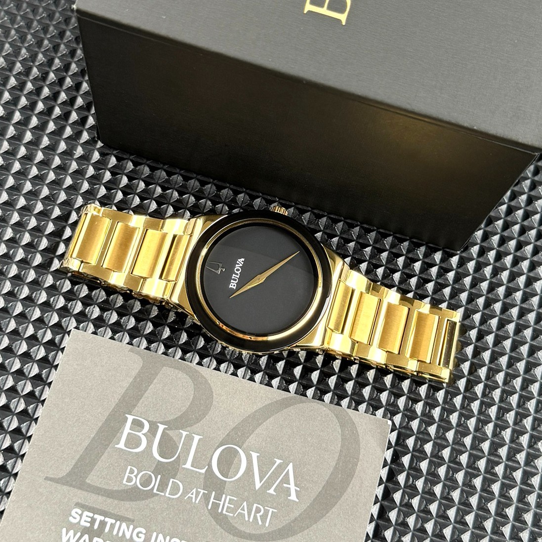 Bulova Millennia Chronograph Gold Stainless Steel Black Dial 97A183 Men’s Watch