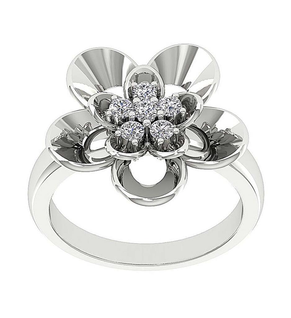 I1 G 0.35 Ct Round Diamond 14K Solid Gold 18.60 MM Right Hand Anniversary Ring