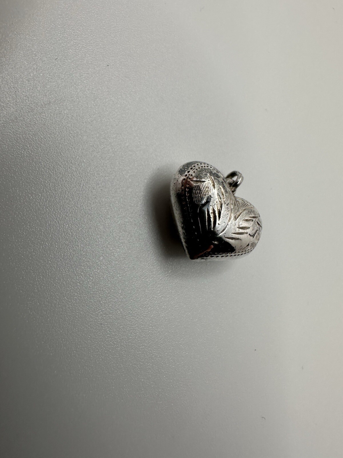 Vintage Sterling Silver Ornate Engraved 3d Heart Pendant 1.7cm JB15