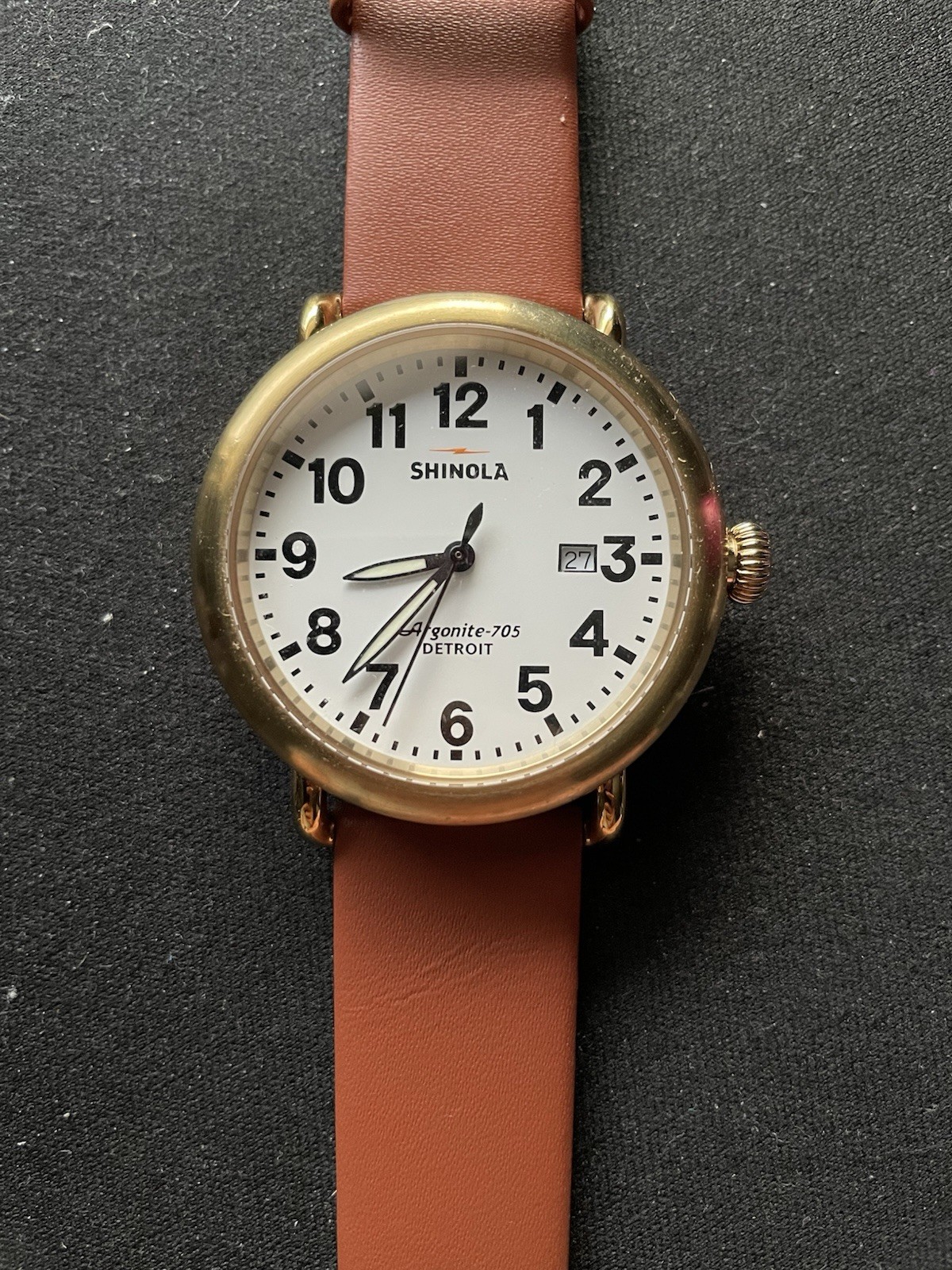 Shinola Runwell Argonite 705 Stainless Steel Case 41mm Genuine Leather band