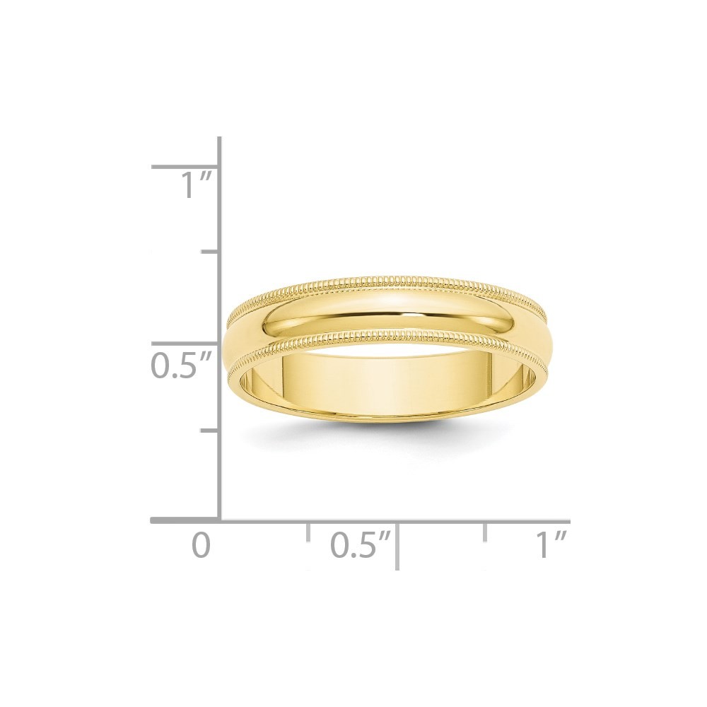 10k Yellow Gold 5mm Milgrain Half Round Wedding Band Men’s Ring Size 11