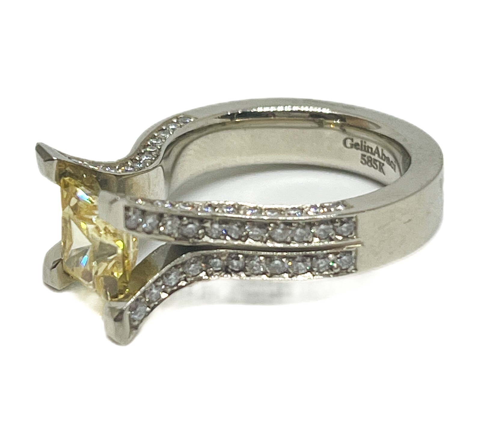 Gelin Abaci 14K Yellow CZ Center Diamond Semi Mount Engagement Ring