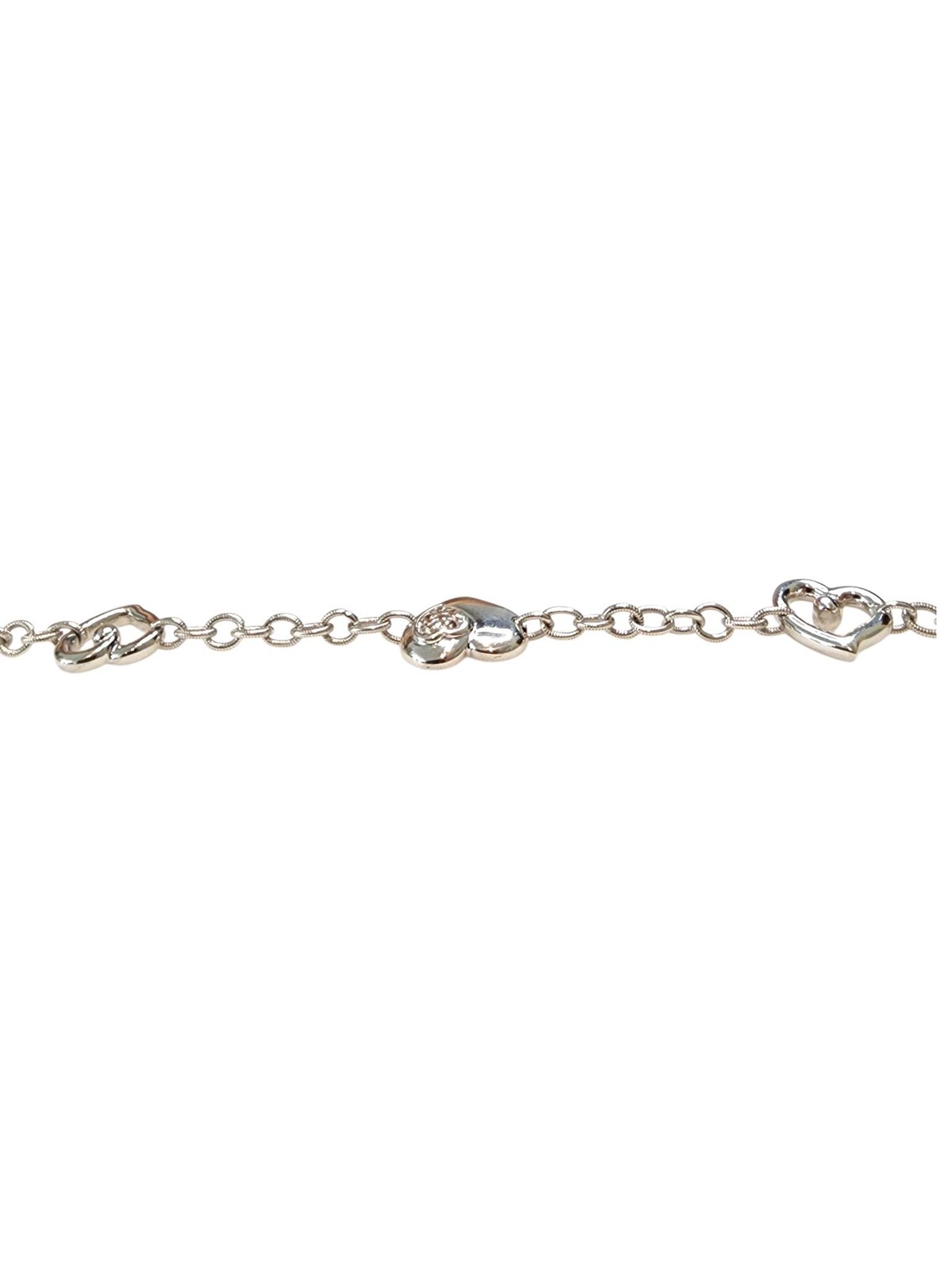 Gabriel & Co Sterling Silver White Sapphire Heart Link Bracelet #25567