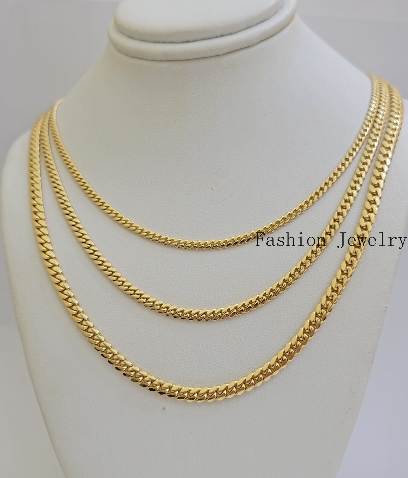 Solid 18k Gold Chain Necklace Miami Cuban Link 2.5mm-4mm 18″-26 Inch Real 18kt