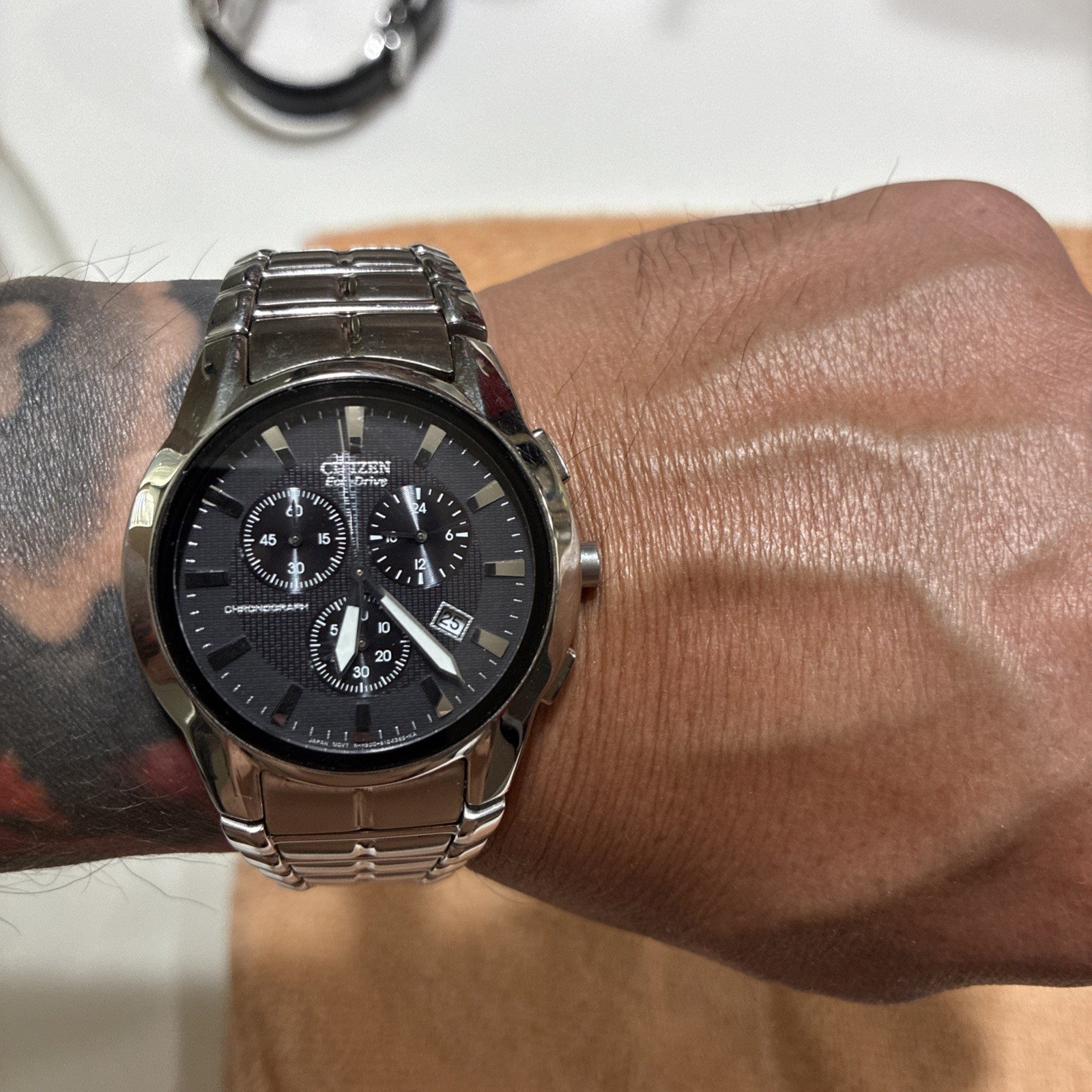Citizen Eco-Drive Chronograph Silver Wrist Watch Men’s – Used Mint