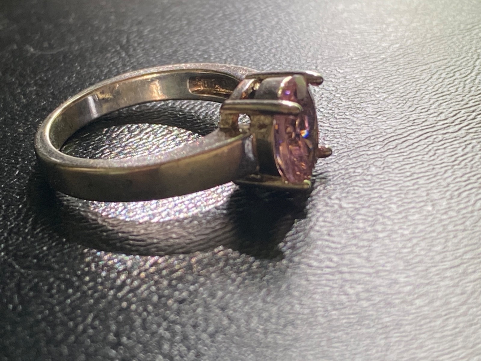 Sterling Silver Ring CZ Stones Round Pink Solitaire