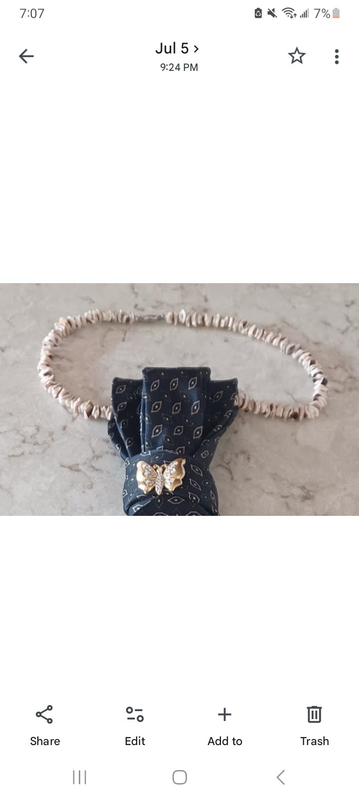 Handcrafted Necktie Necklace Gold Butterfly Brooch