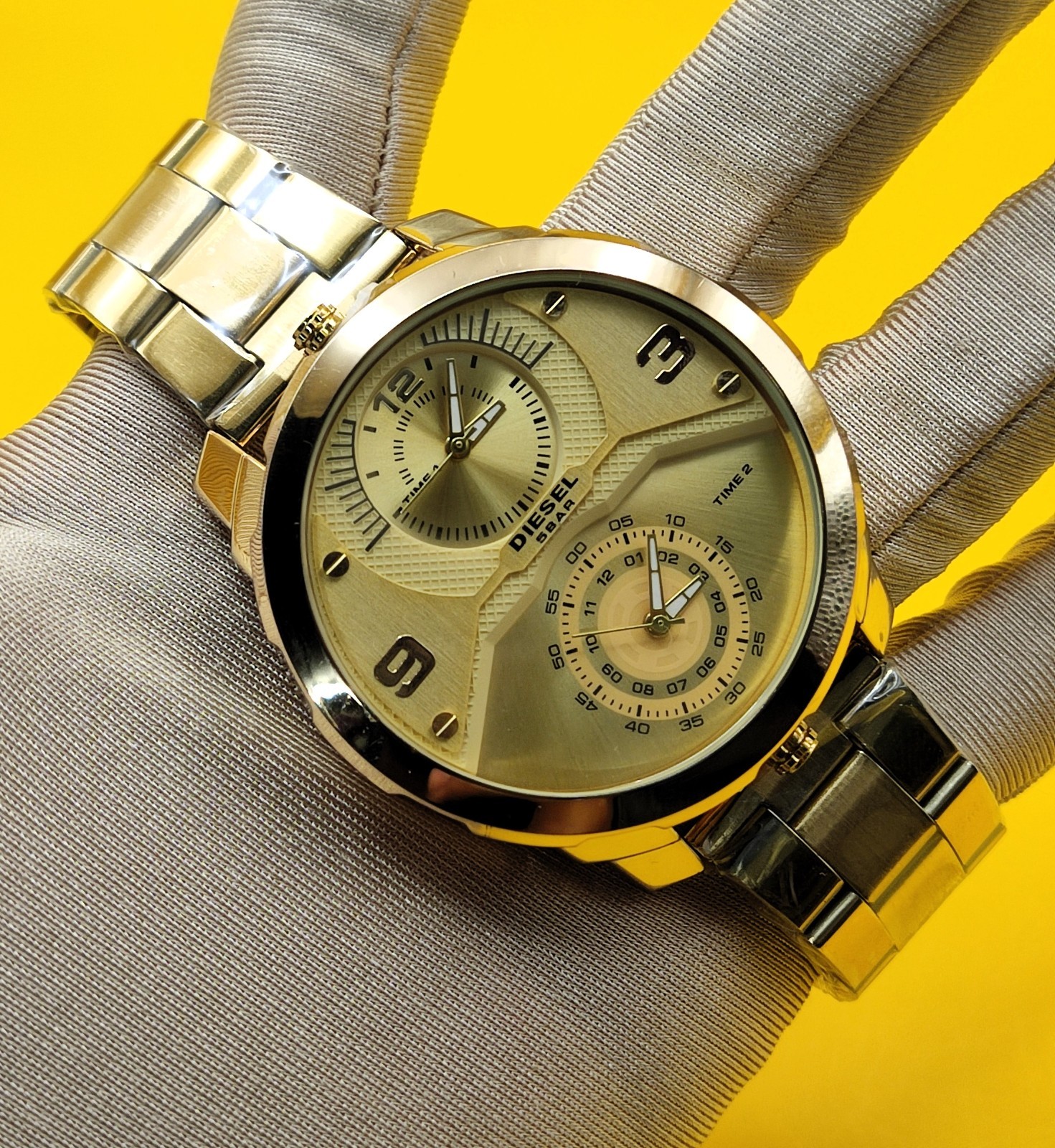 Premium Diesel Only The Brave 5 Bar Dual Time Refurbished Men’s Wrist Watch