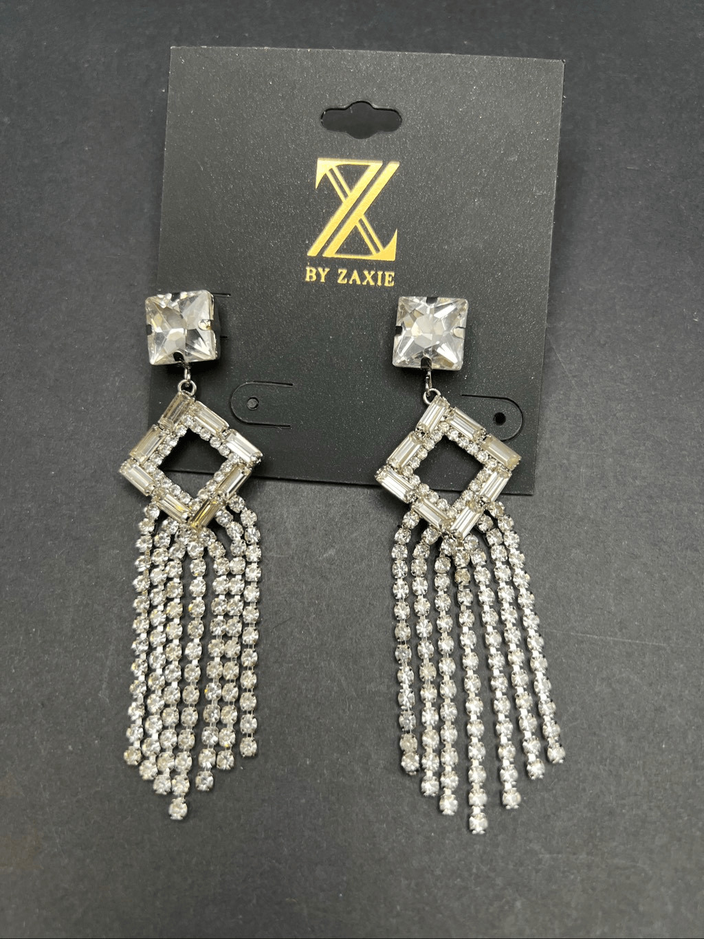 Z by Zaxie Clear Rhinestone Fringe Chandelier Drop Earrings