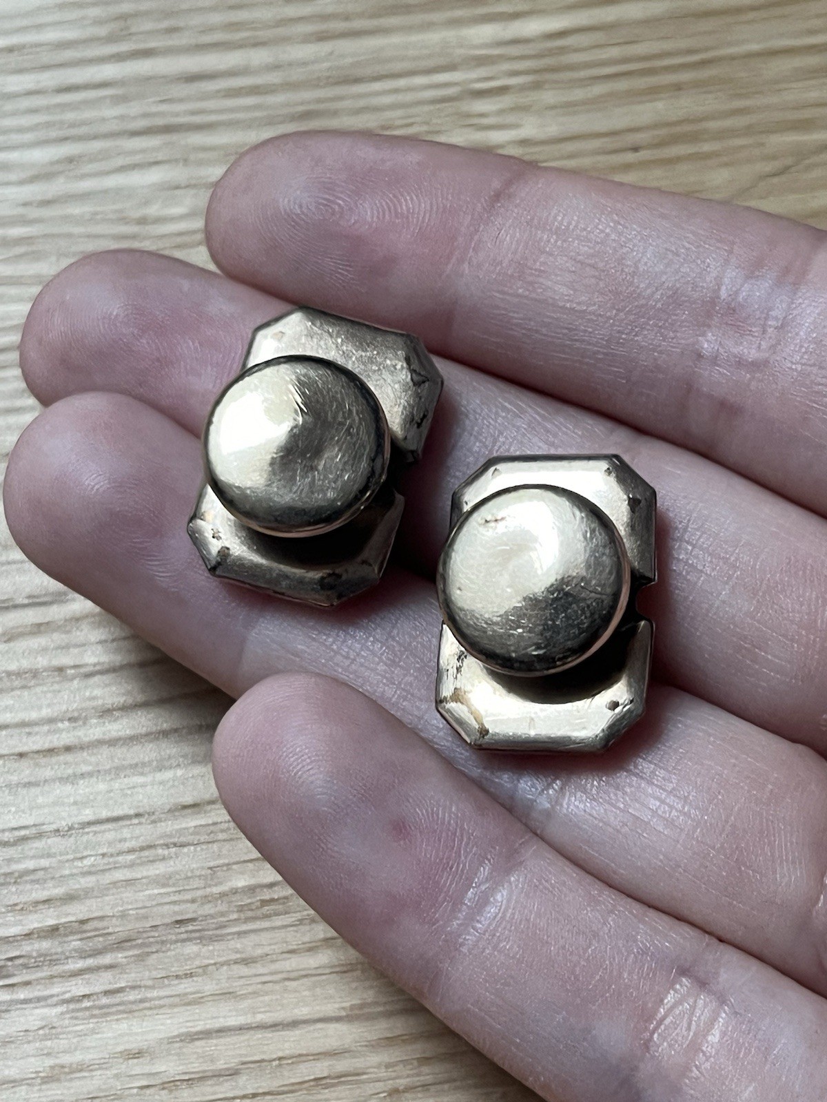 antique victorian heavy gold filled ornate cufflinks black enamel 3/4”