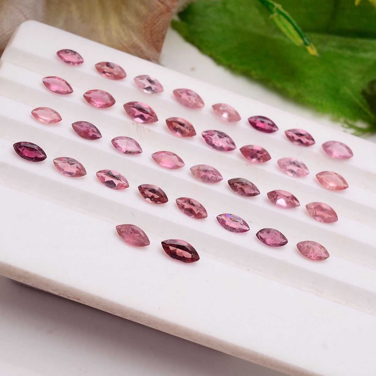 Set 33 Pcs Natural Pink Tourmaline 5mm-6mm Marquise Cut Untreated Gemstones Lot