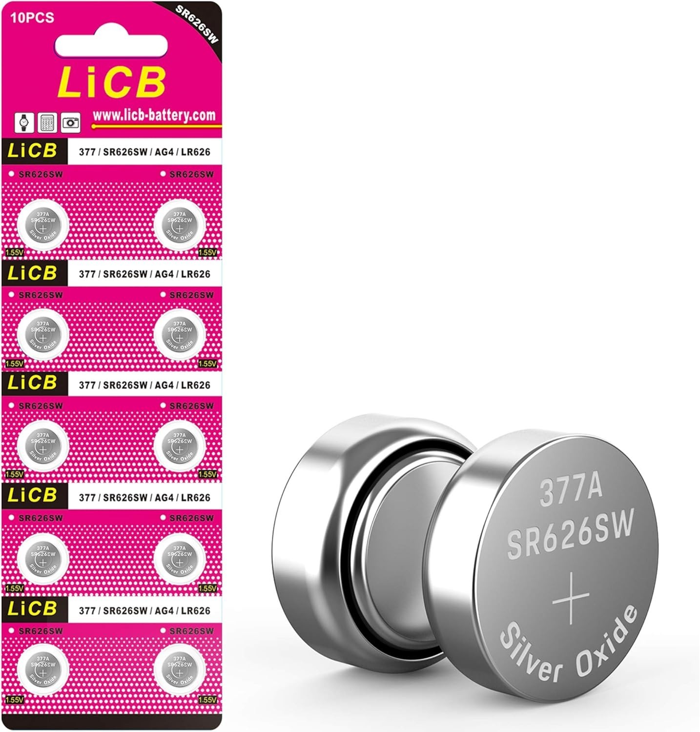 High Capacity 377 Watch Battery – 10 Pack 1.55V Button Cells with Blister Pack