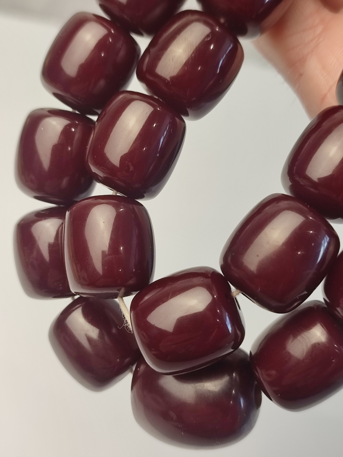 Antique Cherry Faturan Bakelite Necklace Large Beads 180g/70cm RARE Vintage
