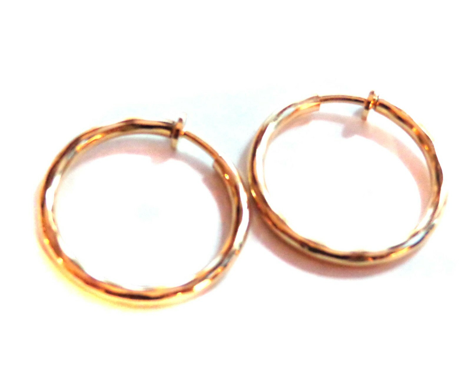 CLIP-ON EARRINGS WAVY ROUND HOOP GOLD OR SILVER HYPO-ALLERGENIC 1 INCH HOOPS